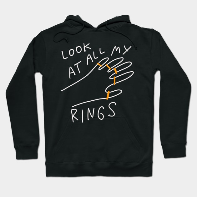 Look At All My Rings - Simple Minimal Ironic Drawing Hoodie by isstgeschichte